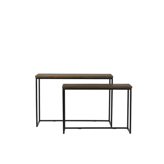Light & Living - Side BRYSON - 120x40x82cm - Bruin - Set van 2
