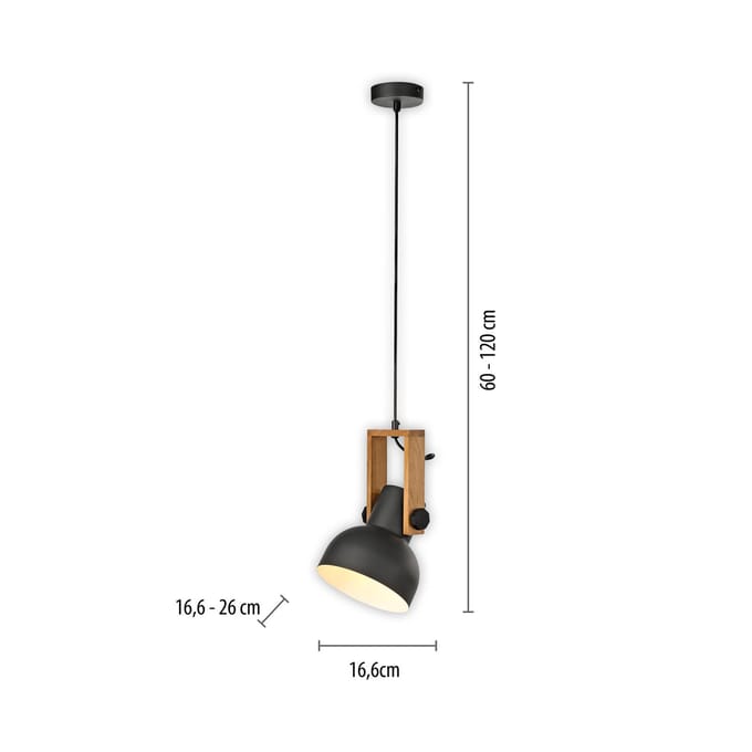JUST LIGHT. GmbH JUST LIGHT. Cup 2.0 hanglamp, Ø16cm, 1-lamp, zwart