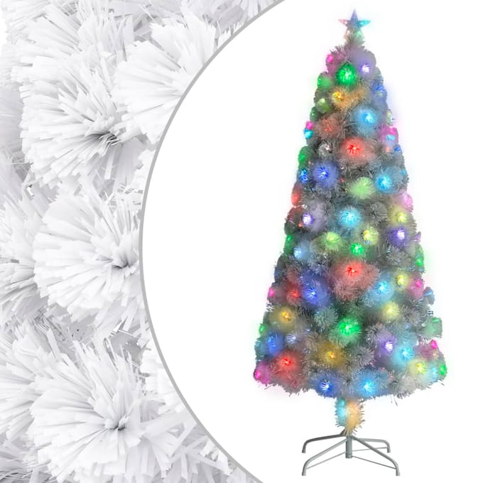 vidaXL - Kunstkerstboom - met - verlichting - 150 - cm - glasvezel - wit