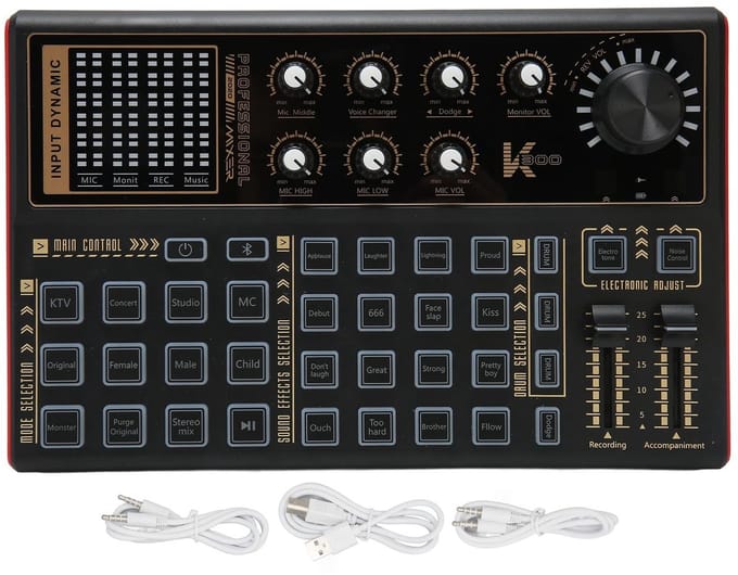 VT Goods K300 Mixer - Geluidsmengpaneel - Dual Channel Microfoon - Stemvervormer - Professioneel - Ondersteunt Android - 16 Geluidseffecten