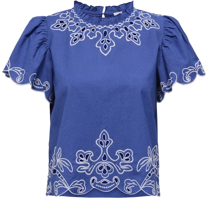 Jacqueline de Yong Jdyvera ss embroidery top wvn exp kobalt