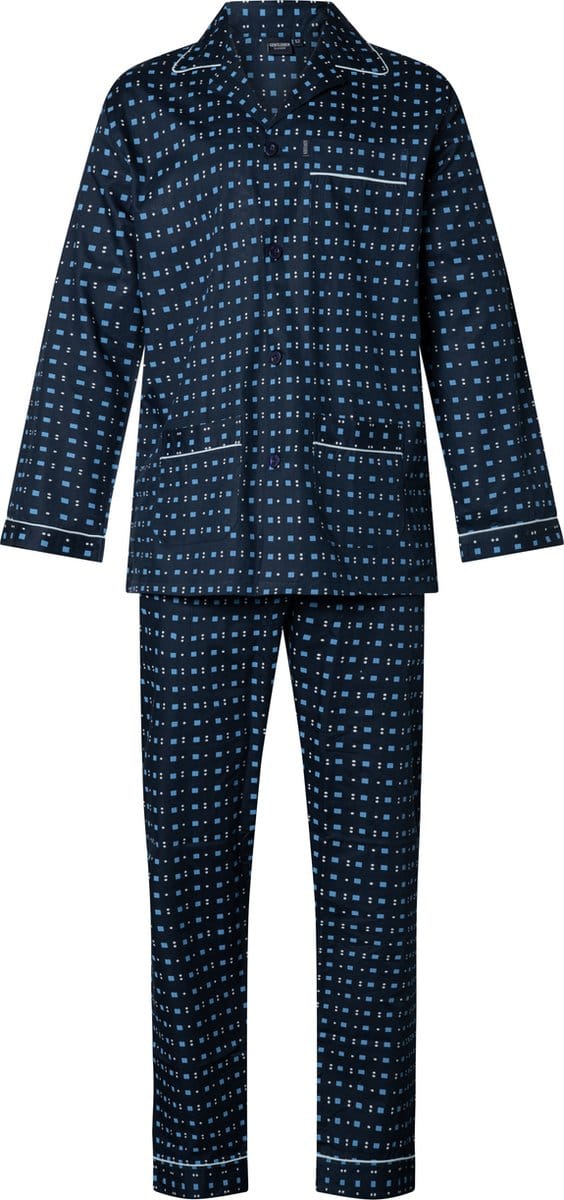 Gentlemen heren pyjama poplin - maat 48 - Blocks & dots - marine