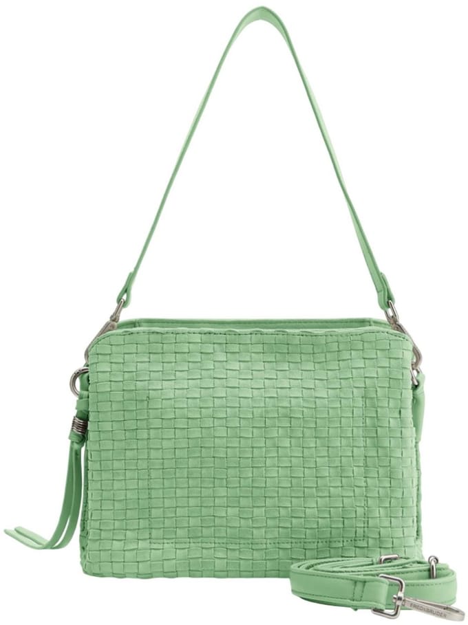 FREDsBRUDER Leren Schoudertas Weave Harmony Midi Hobo Bag Fresh Mint Mintgroen