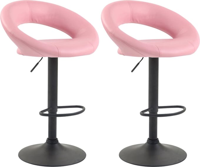 CLP Olinda Set van 2 Barkrukken - Kunstleer zwart/roze