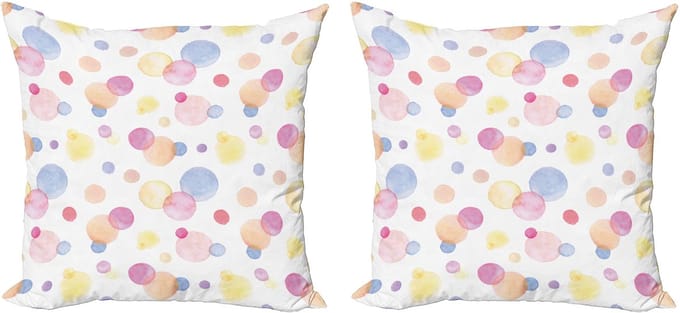 ABAKUHAUS Pastel Kussensloopset (2 stuks), Aquarel Druppels, 45 cm, Multicolor