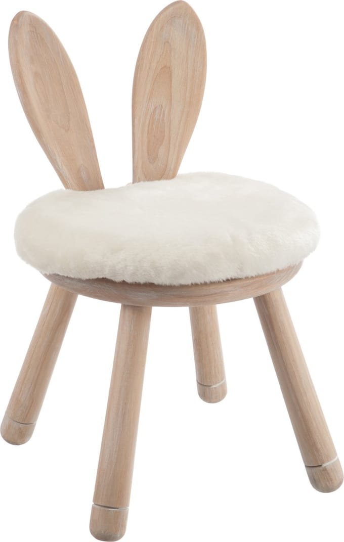 J-Line kinderstoel Oor Konijn - hout - naturel/wit