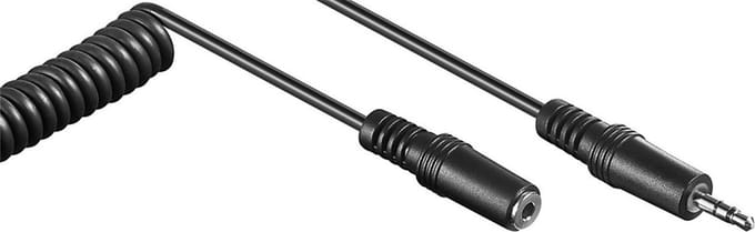 3,5mm Jack stereo audio verleng spiraalkabel / zwart - 3 meter