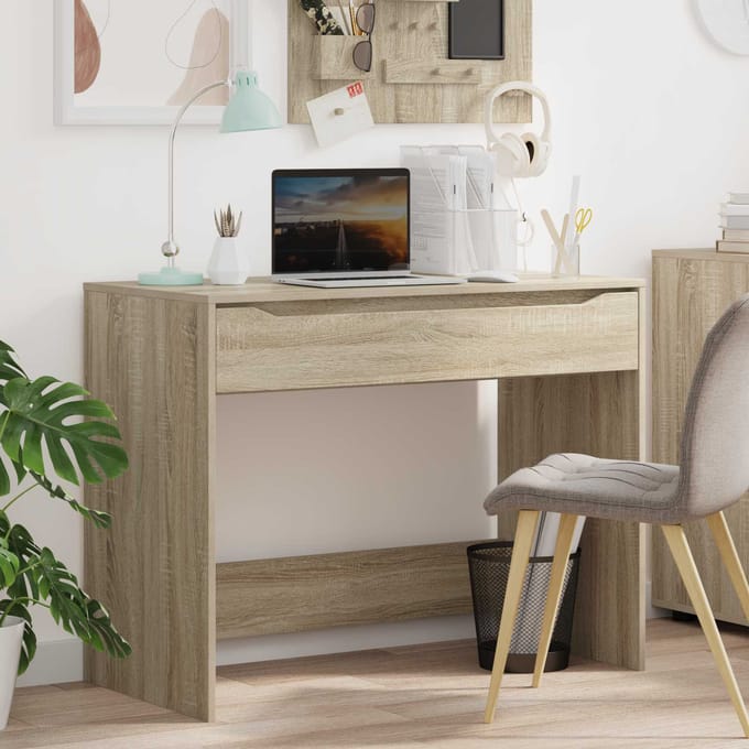vidaXL - Bureau - met - lade - Sonoma - Eik - 100 - x - 50 - x - 78 - cm - Geconstrueerd - hout