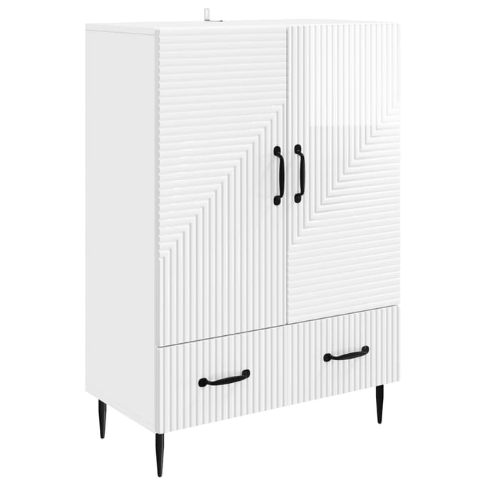 vidaXL - Dressoir - met - lade - Hoogglans - Wit - 66 - x - 34,5 - x - 95 - cm - Bewerkt - hout