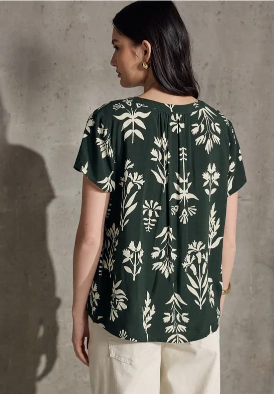 Gedessineerde blouse met korte mouwen