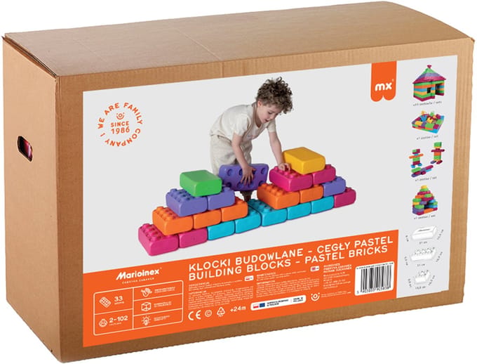 Bouwblokken baksteen pastel 33 stuks - Marioinex - vanaf 24 maanden