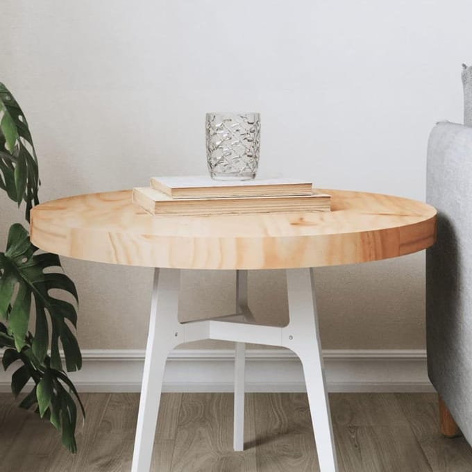 Rond tafelblad - Houten blad - Tafel vernieuwen - Massief grenenhout - 50 cm diameter - Wit