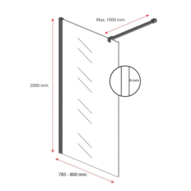 Badplaats Douchewand Florida 80 x 200 cm – Goud – Inloopdouche 8 mm Veiligheidsglas