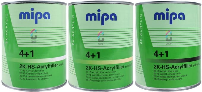 MIPA 4+1 2K-HS-Acrylfiller - Primer - 1 liter - Zwart