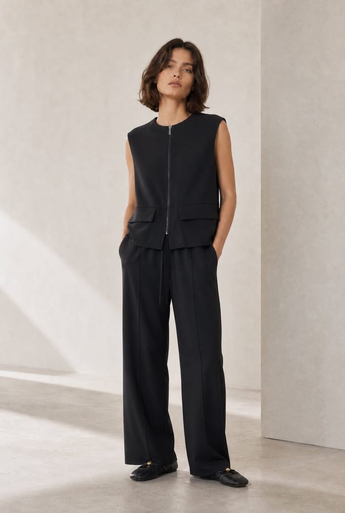 Evo wide-leg technical jersey pants | Black - Black / S