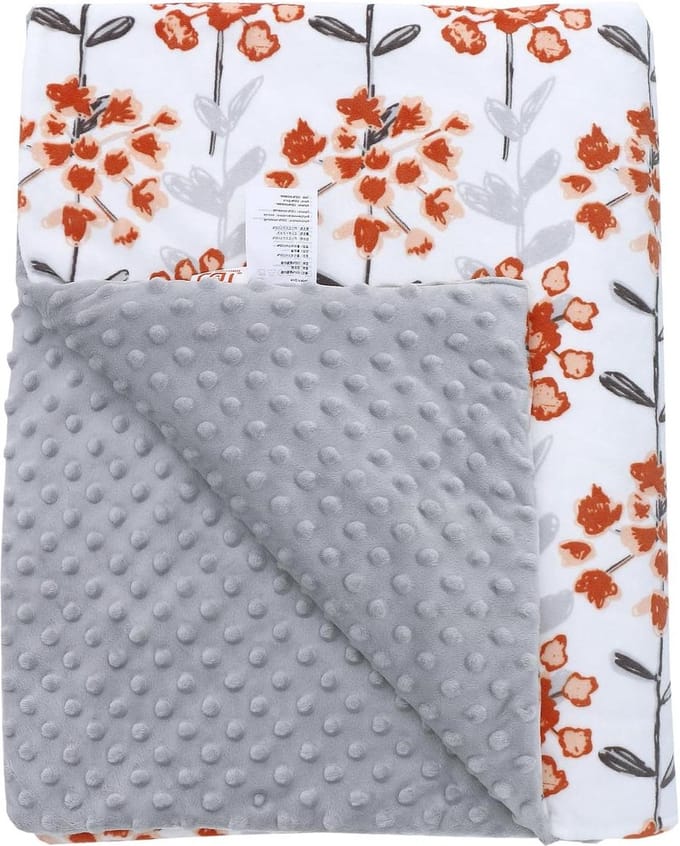 Minky knuffeldeken - bloemprint - 110 x 150 cm - hoogwaardige vulling - multifunctioneel