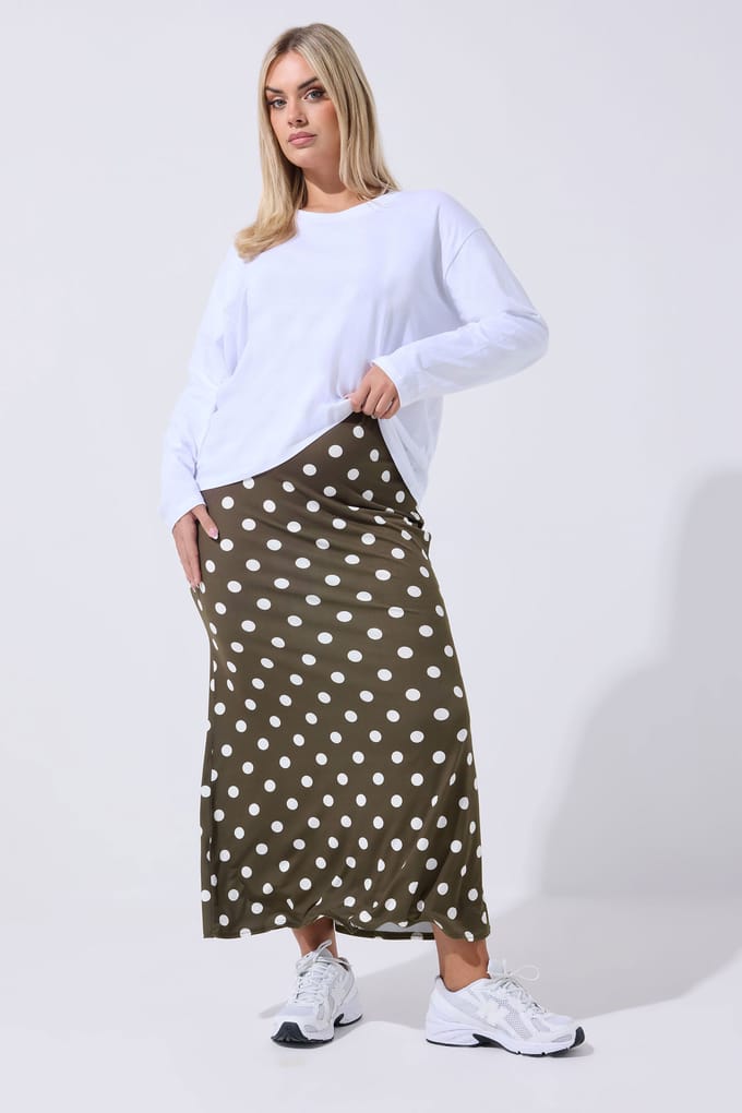 Limited Collection Chocoladebruine Rok Met Stippen Size 42