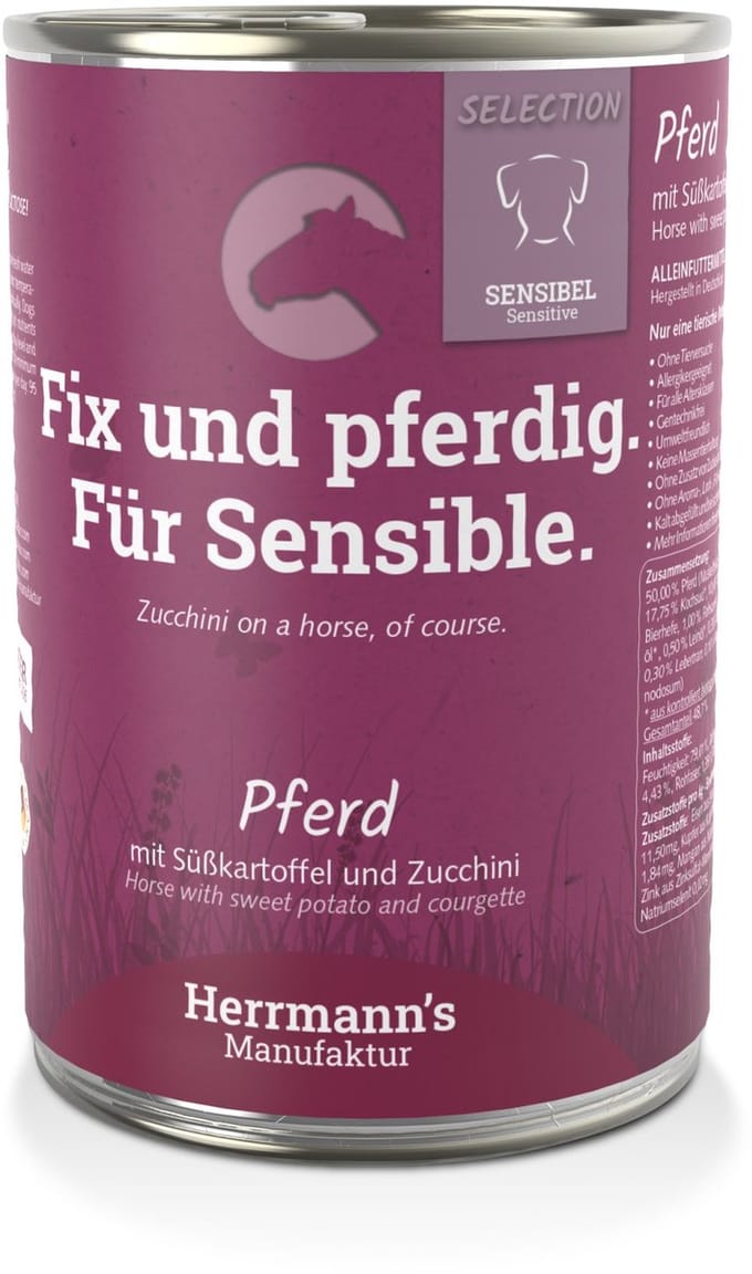 Herrmann's Selection Sensible 12 x 400 g - Paard met bio zoete aardappel & bio courgette