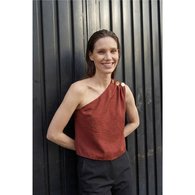 Asymmetrische Kraag Mouwloze Chiffon Top