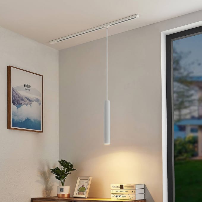 Lindby - 1-fase railverlichting - 1licht - Metaal, textiel - H: 40 cm - GU10 - wit