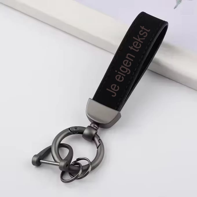 Sleutelhanger Zwart - Sjiek - Laser gegraveerd - Gepersonaliseerd