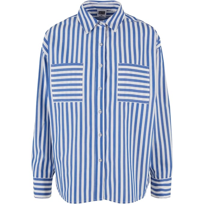 Urban Classics - Striped Relaxed Shirt Blouse - S - Wit/Blauw