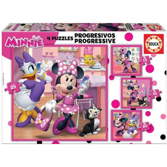 Educa puzzel Minnie Mouse progressief - 4-in-1 kartonnen legpuzzel.