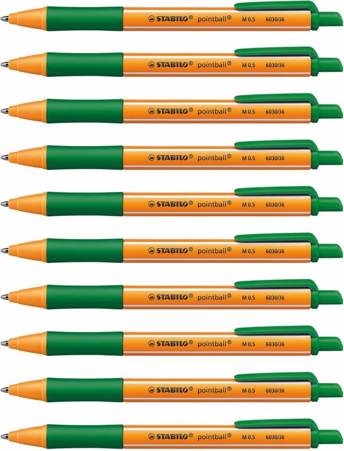 STABILO pointball - Balpen - Navulbaar - Groen - Doos Met 10 Stuks