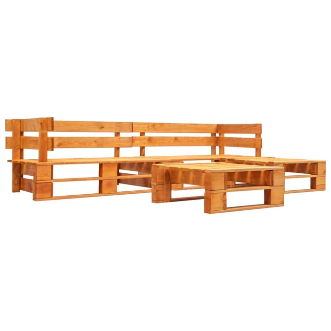 vidaXL - 4-delige - Loungeset - pallet - hout - honingbruin