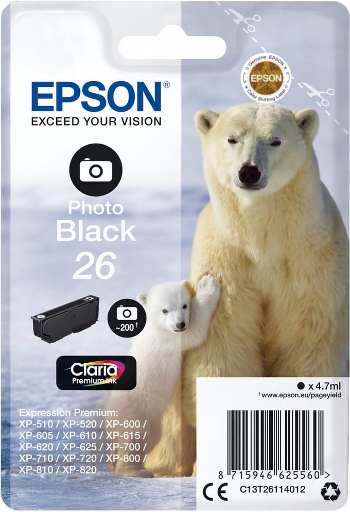 Original Ink Cartridge Epson C13T26114022 Black