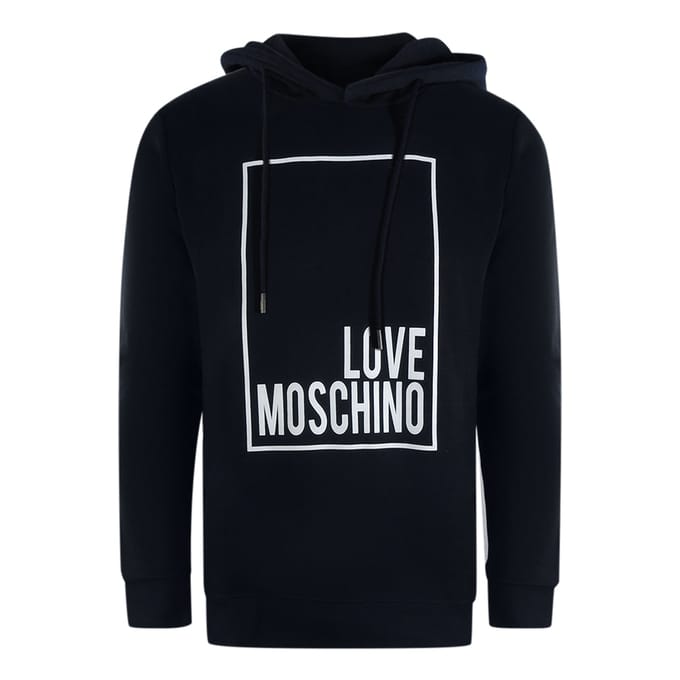 Love Moschino Marineblauwe Hoodie Met Wit Boxlogo