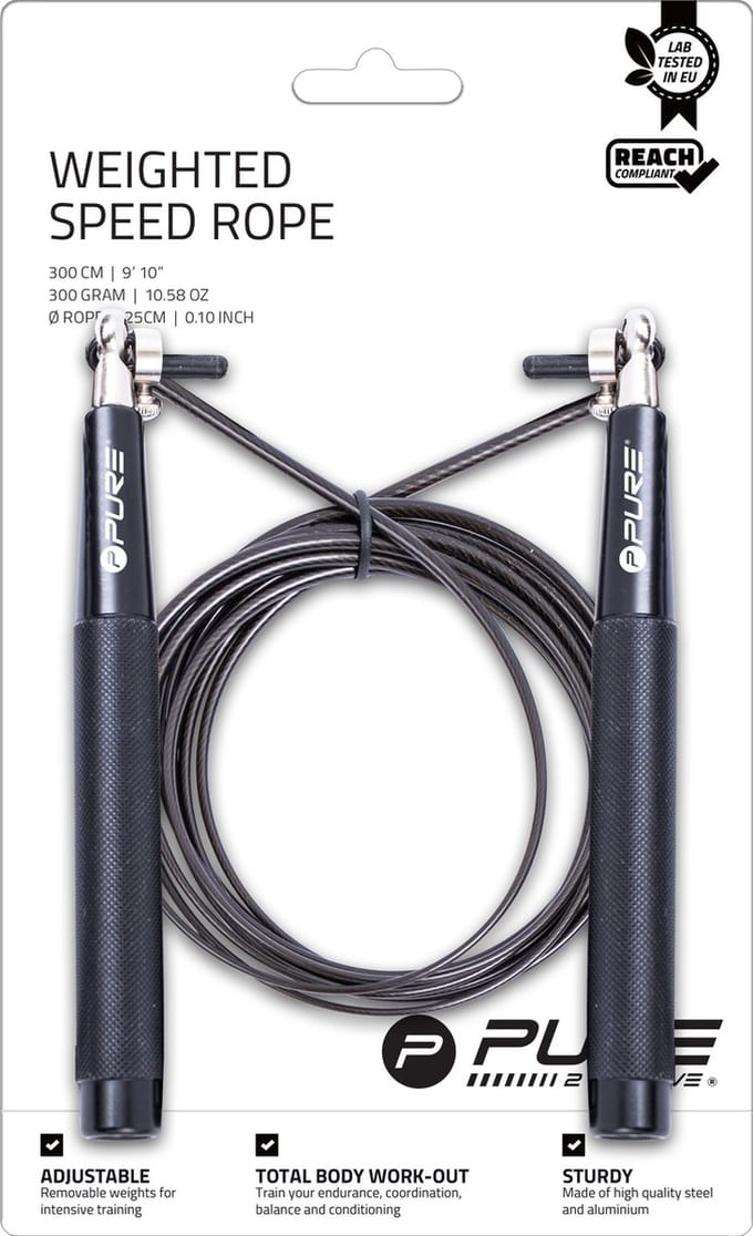 Pure2Improve - Verzwaard Springtouw – Speed Rope – 3 meter - 300gram