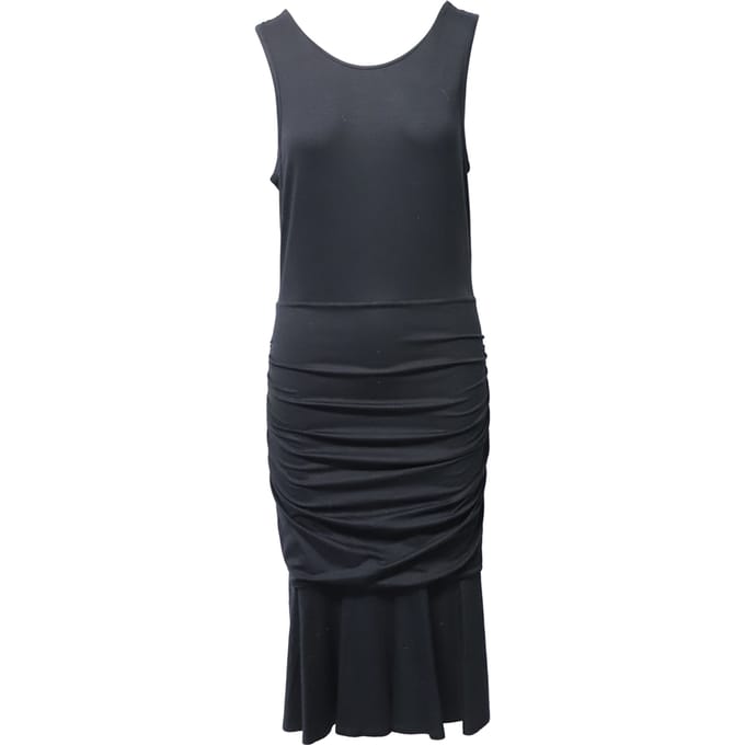 Mouwloze, geplooide midi-jurk van Diane Von Furstenberg in zwarte viscose.