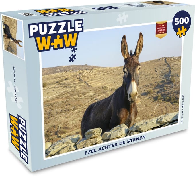 Puzzel Ezel achter de stenen - Legpuzzel - Puzzel 500 stukjes