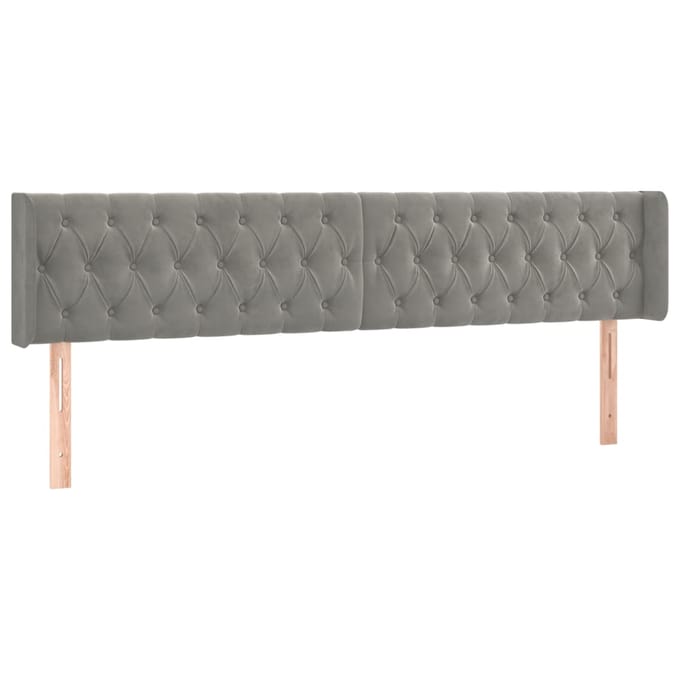 vidaXL - Hoofdbord - LED - 203x16x78/88 - cm - fluweel - lichtgrijs