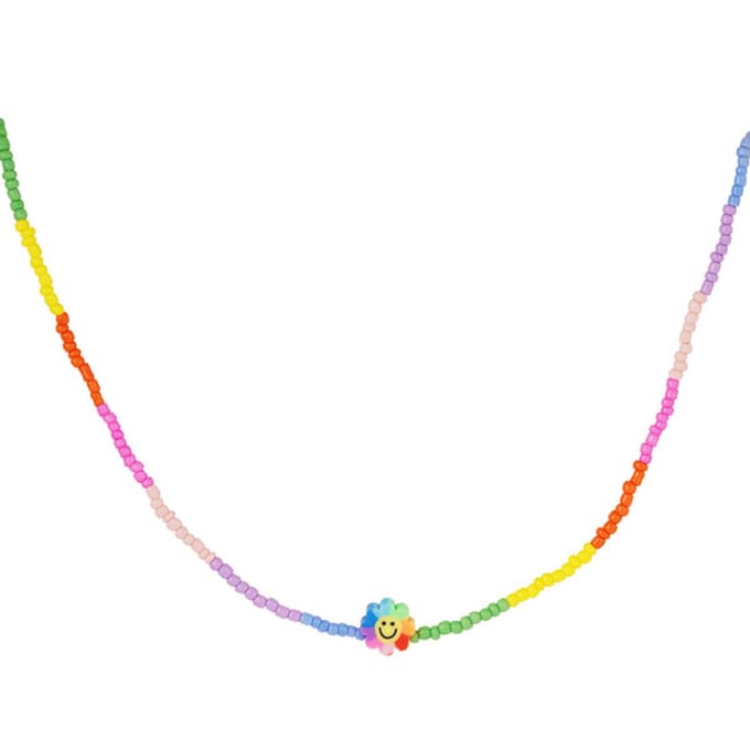 Bijoutheek Collier Rainbow Met Smiley Bloem