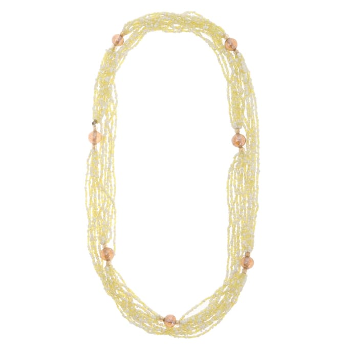 Behave – Lange ketting geel ivoor – Boho look 120 cm glaskralen