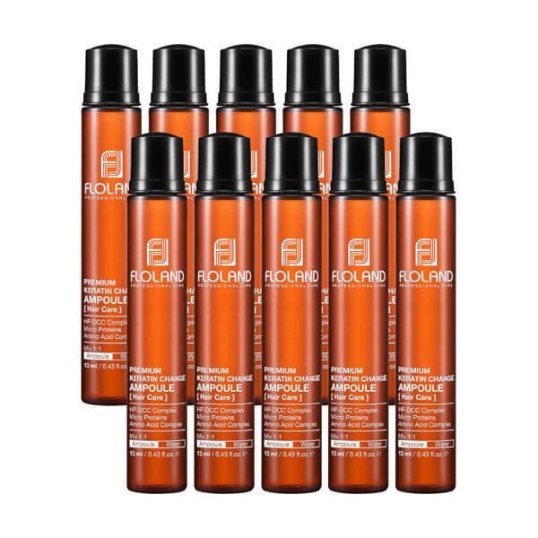 Floland Professionele Premium Zijde Keratine Ampul voor Sterk Beschadigd Haar 10X13ml