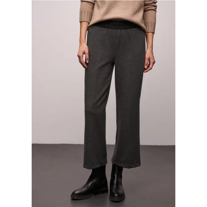 7/8 Broek met wijde pijpen in visgraatmotief