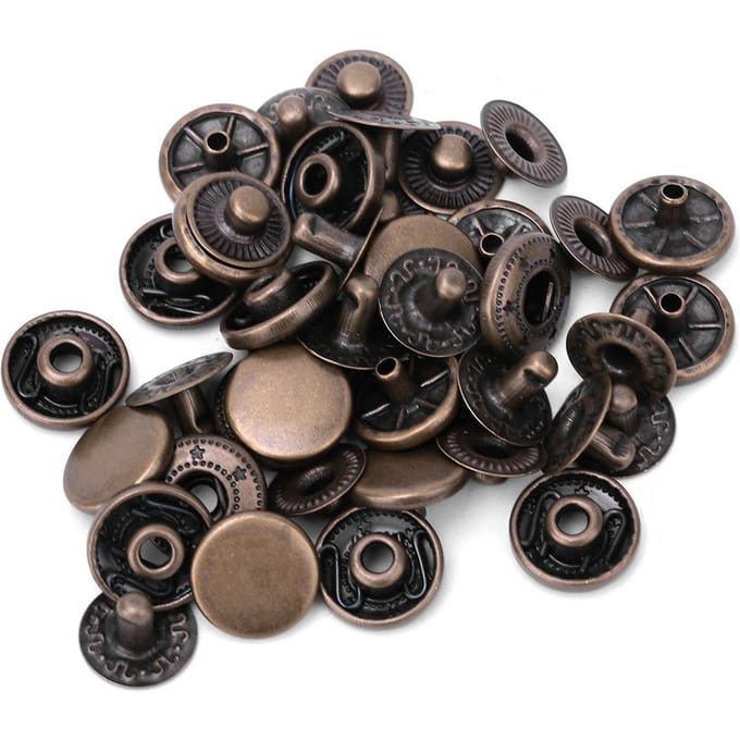 50 sets Puur Messing Drukknopen Ronde Knop Stof Bagage Decoratie Gereedschap(12,5 mm Brons) black