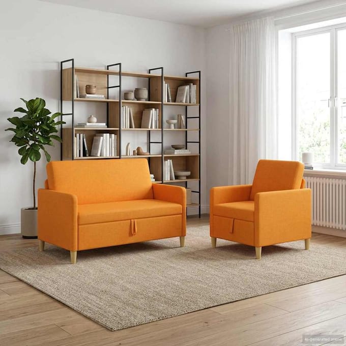 vidaXL - Sofa - Set - Met - Opslag - 2 - st - Dongeel - Polyester