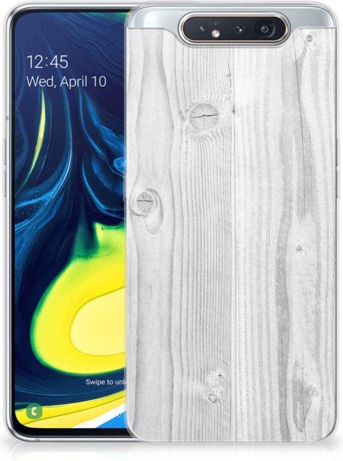 Samsung Galaxy A80 Bumper Hoesje White Wood