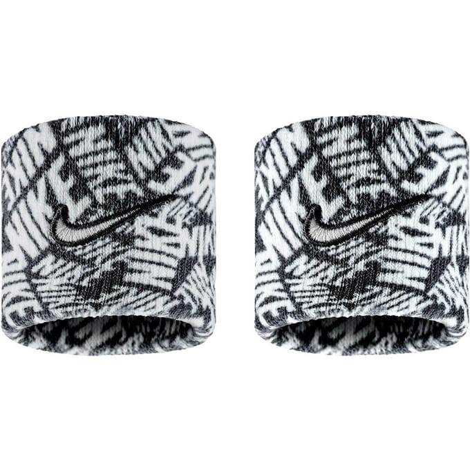 Nike Klassieke Swoosh Dri-FIT Polsband (Set van 2) (Zwart/Wit)