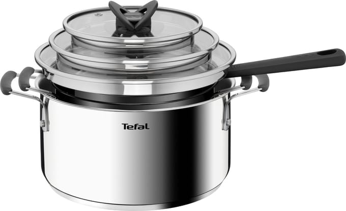 Tefal Opti'Space Pannenset 3-delig (steelpan 16 cm, kookpan 20/24 cm) G7376S44