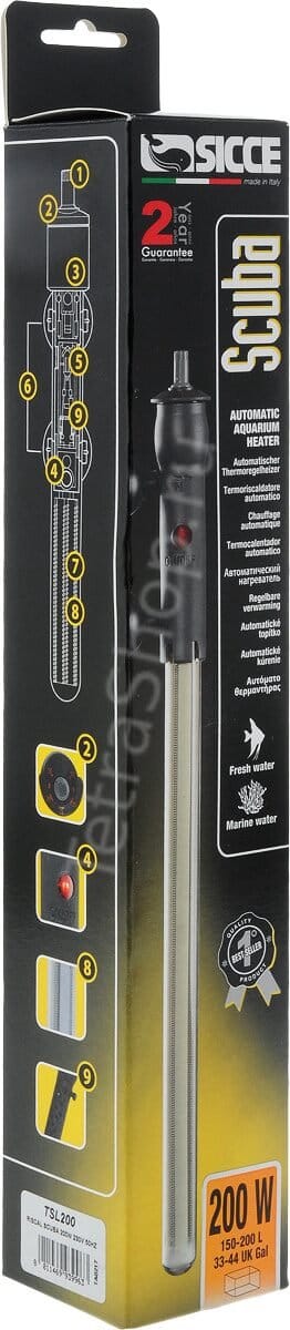 Scuba heater 200W - vatverwarmer - aquarium - merk: SICCE