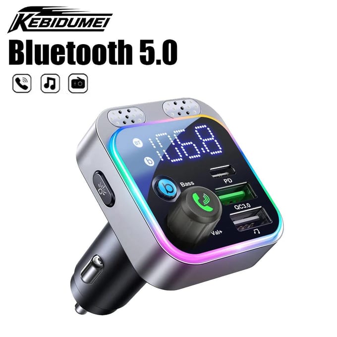 HM132 Bluetooth FM-zender voor FM/AUX autolader digitaal display adapter basgeluid MP3-speler auto-accessoires gray