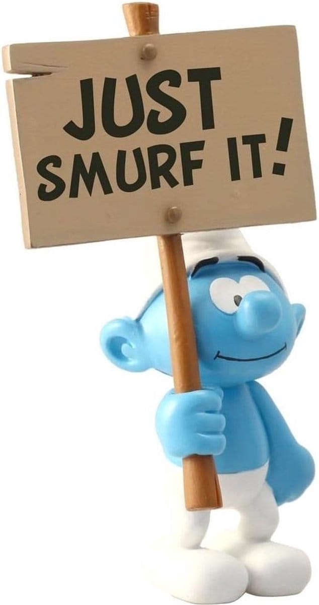 Plastoy just smurf it figuurtje +/- 15cm inc. bord (Verzamelfiguur)