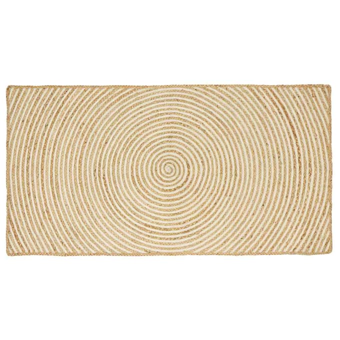 vidaXL - Gebied - Tapijt - Natuurlijk - en - Wit - 80 - x - 150 - cm - Jute