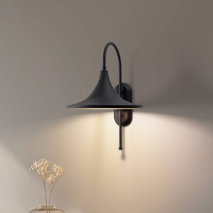 ROYALTECH Enjolino wandlamp, zwart, hoogte 48 cm, metaal, E27