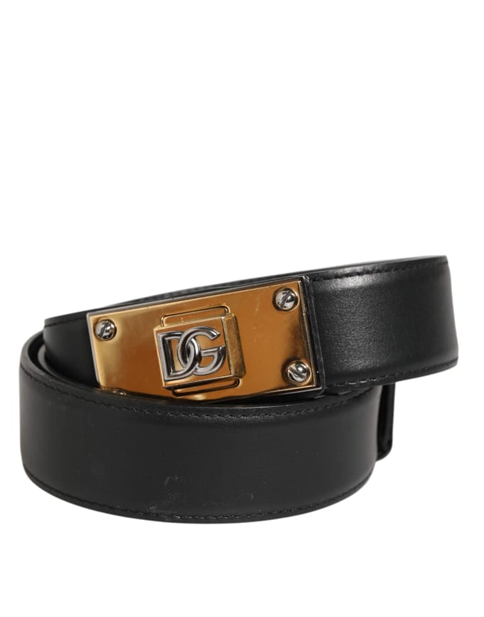 Dolce & Gabbana Zwart Leren Classic Metalen Logo Gespriemier